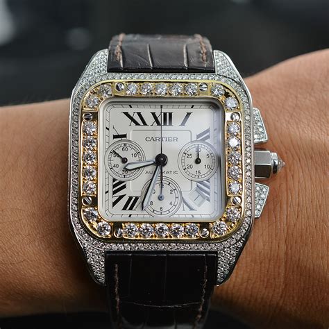 cartier santos xl with diamonds